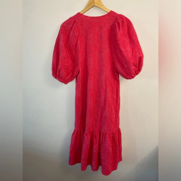 ✨ Host Pick ✨ Zara Embroidered Eyelet Fuscia Marta Blogger Fave Midi Dress - Picture 7 of 10